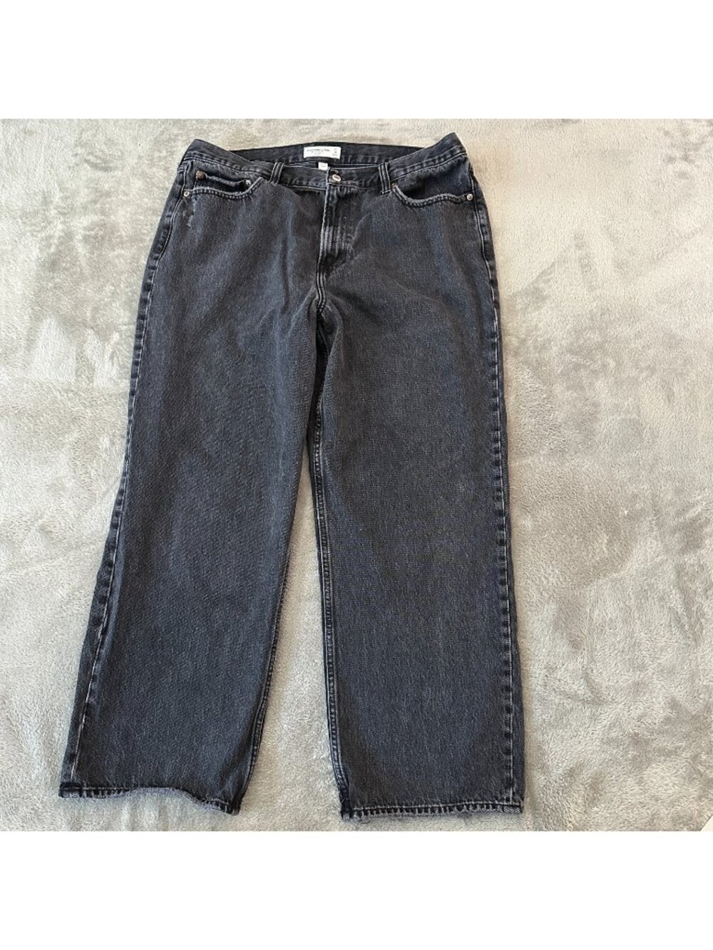 *flaw* Abercrombie & Fitch Black Slouchy Mid Rise Jeans Womens 33 16 Regular